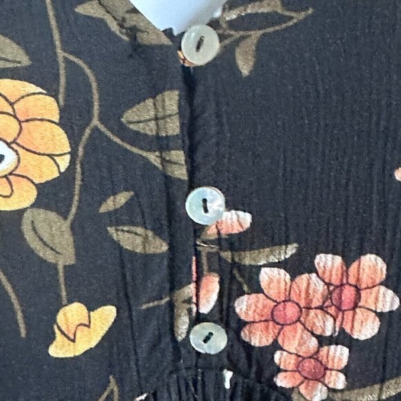 Altard State Black Floral long Bell sleeve Babydoll Mini Dress - Size Small - Picture 3 of 11